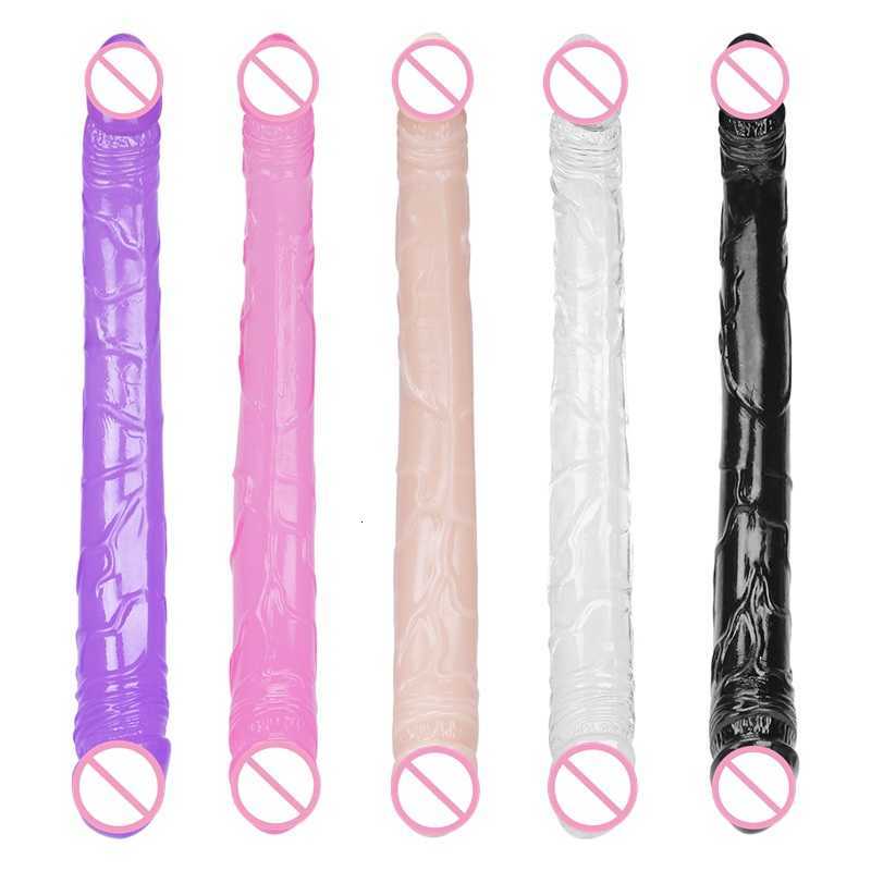 Vibrateur Masseur 23,5-37,5 cm Mini réaliste Mini Soft Anal Sex Toys Femmes Dildo Énorme masturbateur lesbien Double Pénis Dong