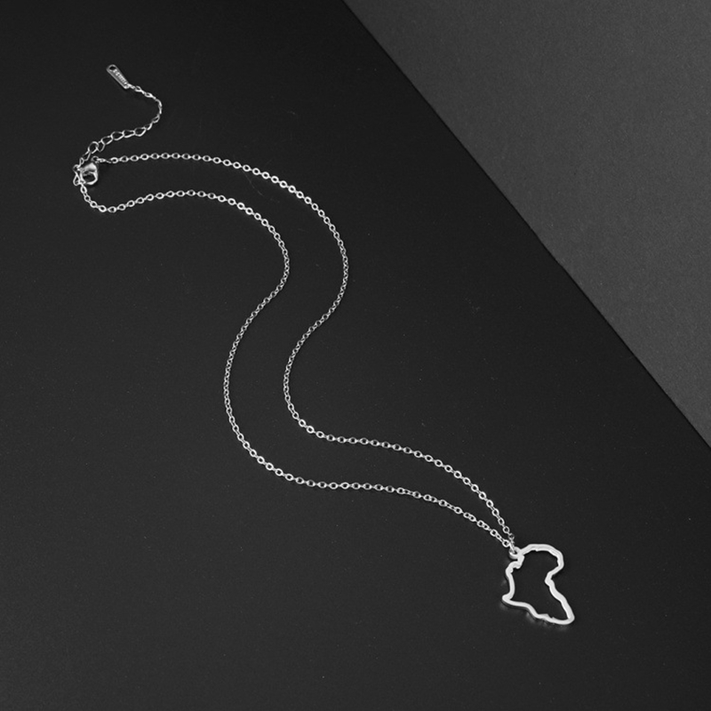 Small Hollow South Africa Map Necklace Stainless Steel Outline African Continent Pendant Collar Choker Women Minimalist Hometown Country Clavicle Jewe