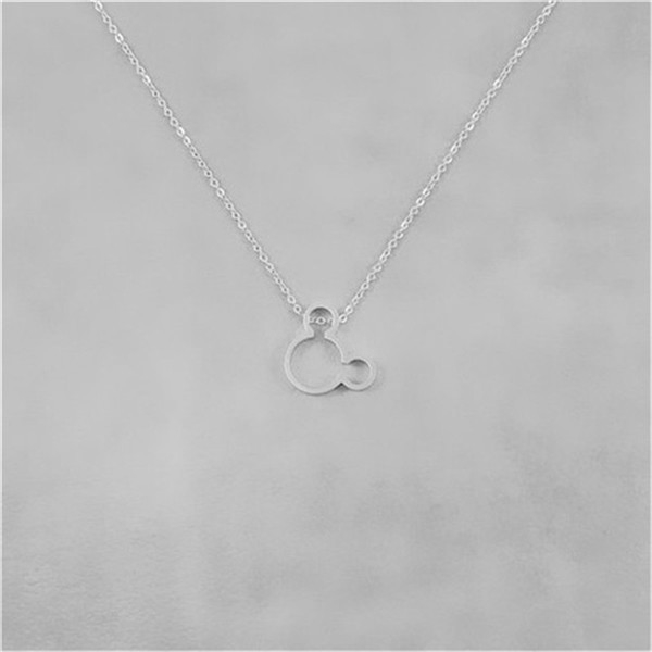 10PCS Cute Cartoon Character Mouse Head Face Necklaces Stainless Steel Hollow Outline Animal Pendant for Kids Child Minimalist Choker