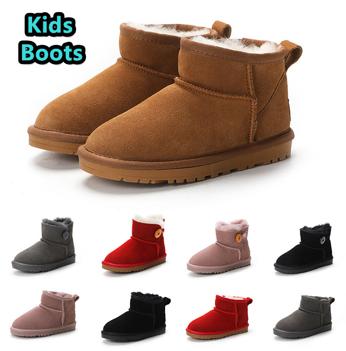 

Kids Warm Boots Children Classic Mini Half Snow Boot Winter Full fur Fluffy furry Satin Ankle Preschool PS Enfant Child kid Toddler Girl Tod Bootss Booties 22-35
