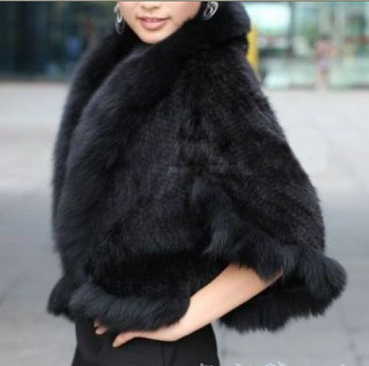Women's Fur Faux Women Winter Real Genuine Knitted Mink Shawl Wrap Cape scarf with fur collar mink Coat FP245 220928