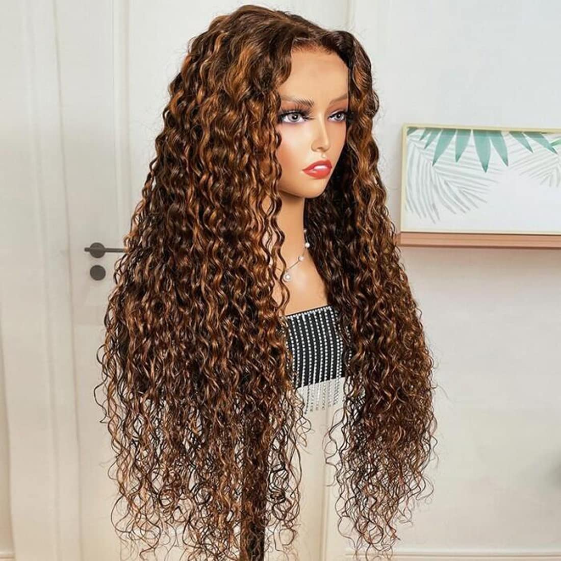Highlight Ombre Brown Lace Front Wig Water Wave for Women Brazilian Unprocessed Human Virgin Hair 360 Frontal Wig Pre Plucked P430 150% Density
