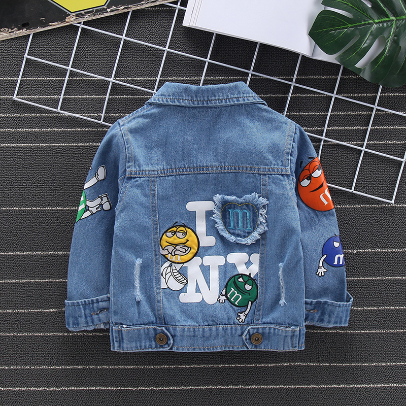 Jackets Kid Boys Jeans Coats Cartoon M Printed Denim Blue 2 3 4 5 6 7 8 Years Baby Girls Children Clothing Toddler Autumn Spring 220928