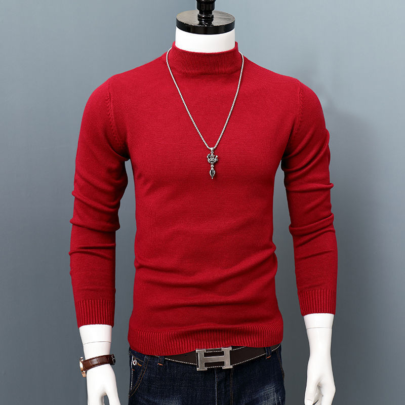 Men's Sweaters Men Autumn Winter Korean Pure Half Turtleneck Pullover Male Slim Warm Thick Cashmere Knitting Sweater Pullovers N27 220928