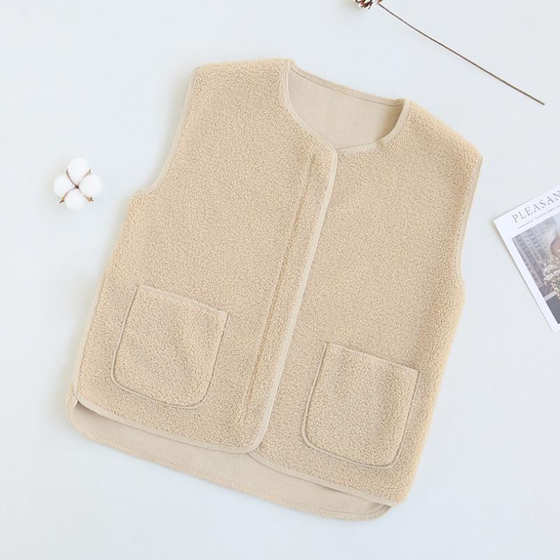 Women's Vests Jacket Women Solid Short Loose Lambs Plush Fall Winter Korean Style Sleeveless Female Coats Warm Waistcoat 220928