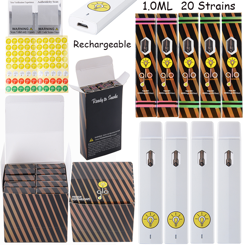 1ML GLO Disposable Vape Pens White E Cigarettes 20 Strains 280mAh Battery Empty Vaporizers Package Device Pods Rechargeable Connector With Box Package
1ML GLO Disposable Vape Pens White E Cigarettes 20 Strains 280mAh Battery Empty Vaporizers Package Device Pods Rechargeable Connector With Box Package