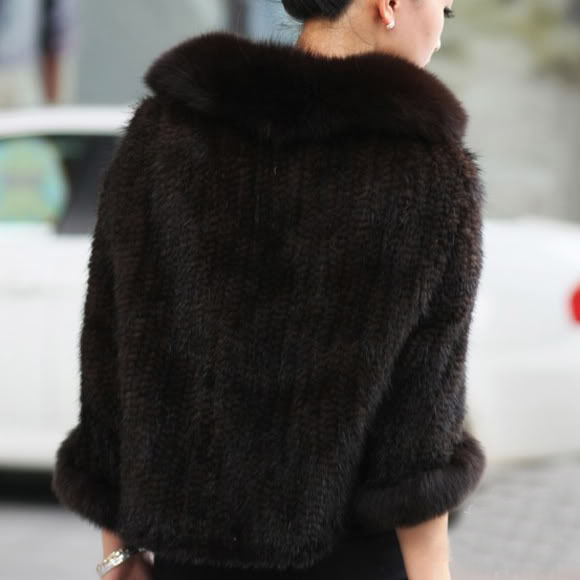 Women's Fur Faux Women Winter Real Genuine Knitted Mink Shawl Wrap Cape scarf with fur collar mink Coat FP245 220928