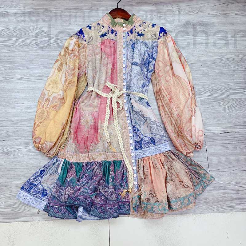 Casual Dresses designer Australian resort style lady tie dye printing stand collar lantern sleeve belt dress C3#5489 QZ62, 2# packing bag
Casual Dresses designer Australian resort style lady tie dye printing stand collar lantern sleeve belt dress C3#5489 QZ62, 2# packing bag