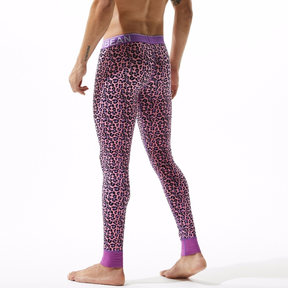 Men's Thermal Underwear SEOBEAN WINTER AUTUMN Long johns Men's sexy Leopard cotton Thermal Underpants Tights leggings Warm Pants Slim Underw