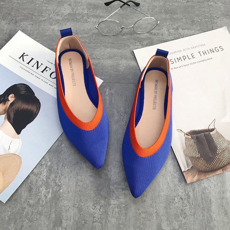 Dress Shoes Womens Stretch knitted mixed color moccasins breathable cozy work shoes brief slip-on fashion ladies flats light driving loafers 220926