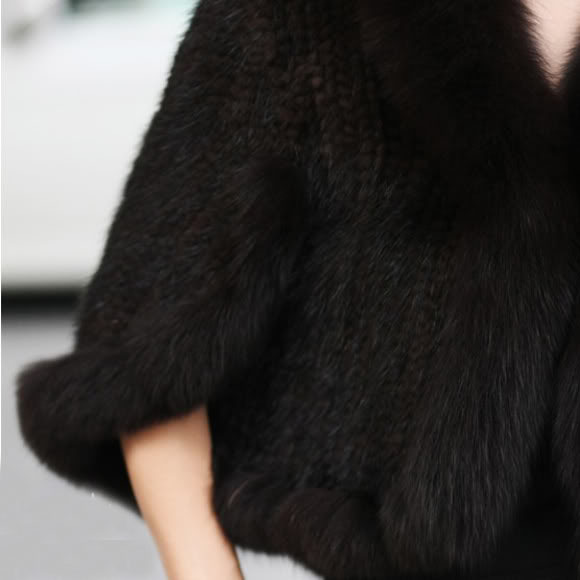 Women's Fur Faux Women Winter Real Genuine Knitted Mink Shawl Wrap Cape scarf with fur collar mink Coat FP245 220928