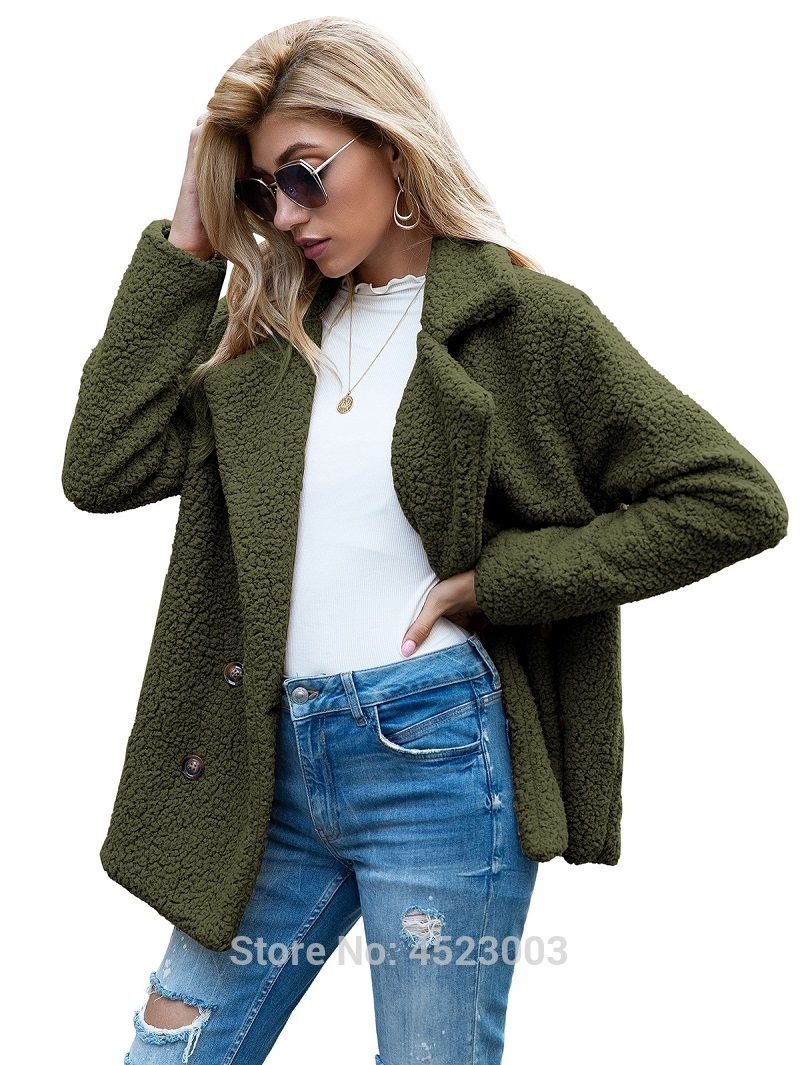 Women's Fur Faux Elegant Women Coat Autumn Winter Warm Female Plush Overcoat Pocket Casual Teddy Outerwear 220928