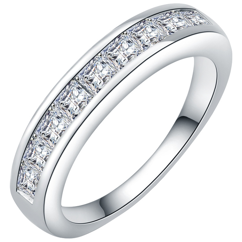Bling Prong Tennis Cubic Zirconia Finger Rings Size 5 to 10 Band Ring for Women Men Guys Wedding Aniversory Party Iced Out White Gemstone Hip Hop Jewe