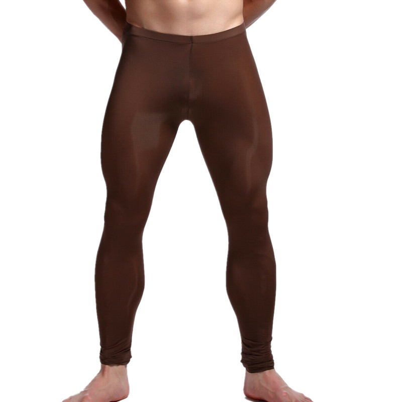 Men's Thermal Underwear Sexy Mens Sleep Bottoms Ice Silk Ultrathin Transparent Thermal Pants Cool Leggings Men Long Johns Lounge Tight Pants Unde