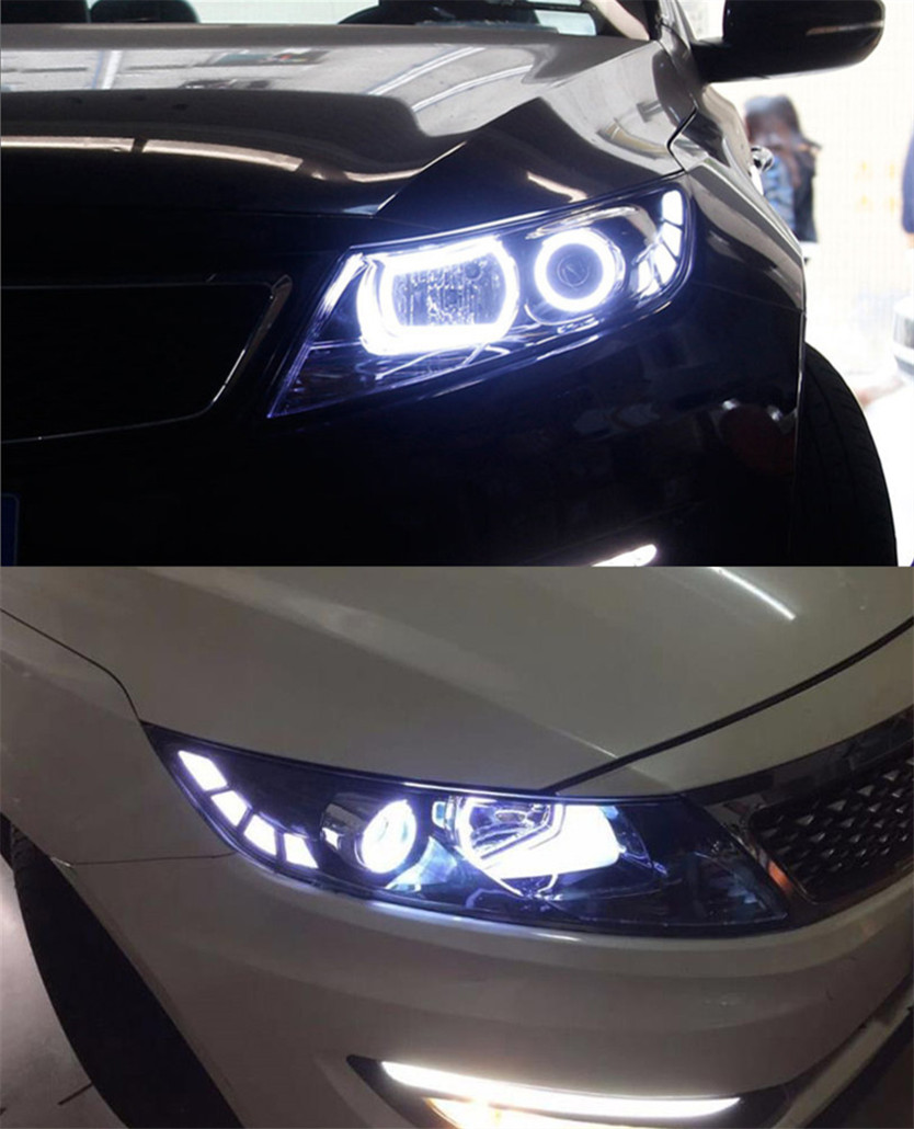 For Kia K5 Optima Head Lamp 2011-2014 Car Accessory Fog Lights Day Running Light DRL H7 LED Bi Xenon Bulb Headlights