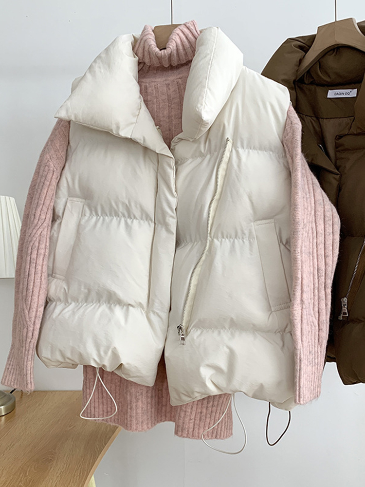Women's Vests EleeMee Women Jacket Sleeveless Pocket Loose Female Winter Vest Fashion Daily Casual Ins Stylish Outwear Size M-2XL 220928