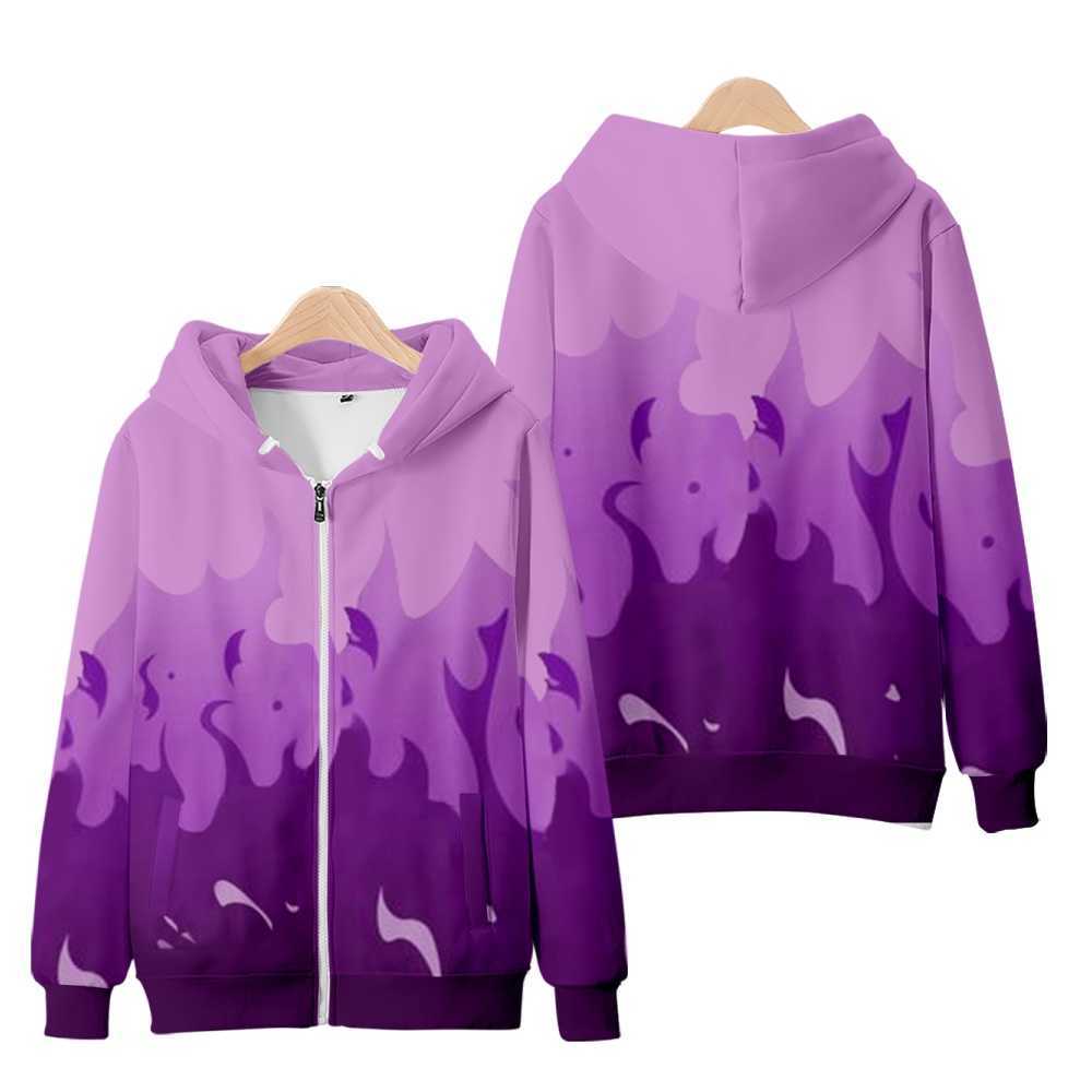 Men's Jackets Aphmau Merch Hoodie Zipper Flame Purple And Red 3D Print Cool Zipper Coat Women And Men Streetwear Clothes Kawaii Kids Tops T220926