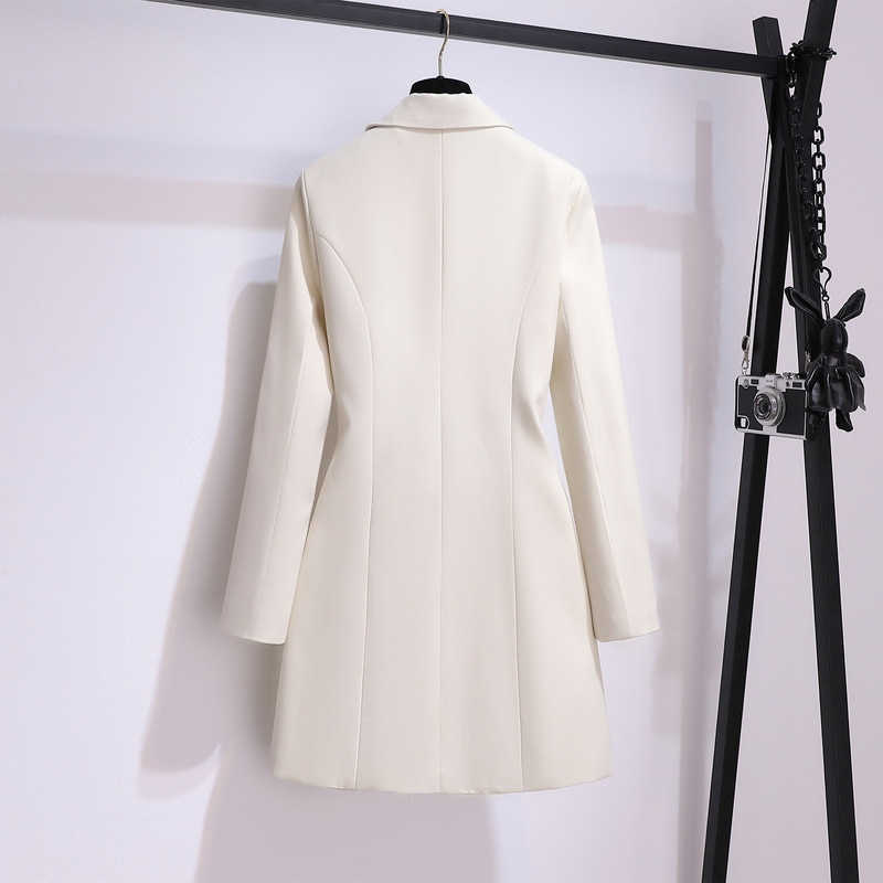 Trench Coats EVLOOKS Suit Dress Mid-length Jacket Style Waist Slimming Design Casual Loose Pleated Trench Coat New Women Autum Winter 2022 Y2209