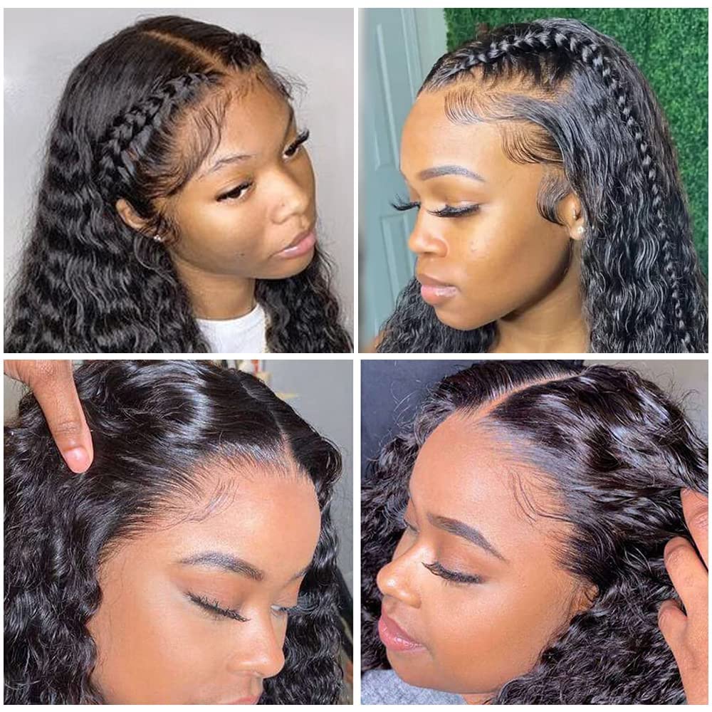 HD Transparent Lace Front Human Hair Wigs For Black Women Mongolian water wave Curly 360 Frontal Wig Perrque Pre Plucked Deep Full And Thick 150%