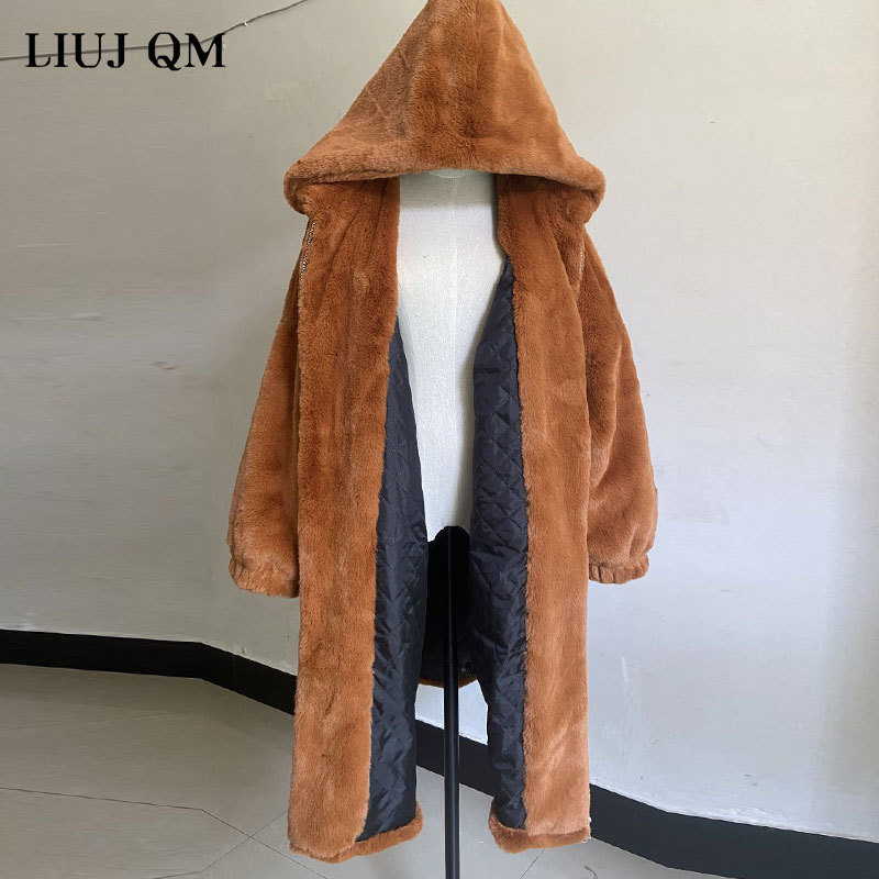 Women's Fur Faux Women Parka Winter Clothes Oversize Coat Thick Warm Long Jacket Hooded Overcoat Plush Jackets 220928