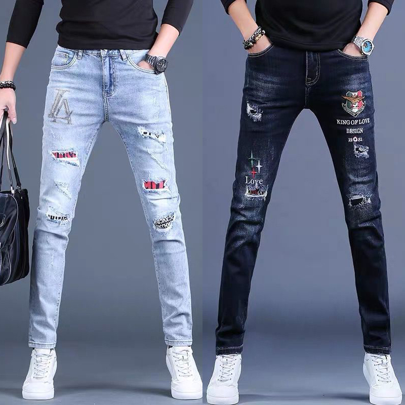 Men's Jeans Mens High Quality Slim fit Embroidery Light Luxury Ripped Stretch Prints Holes Patched Scratches Casual Denim Pants 220927, Color d
Men's Jeans Mens High Quality Slim fit Embroidery Light Luxury Ripped Stretch Prints Holes Patched Scratches Casual Denim Pants 220927, Color d