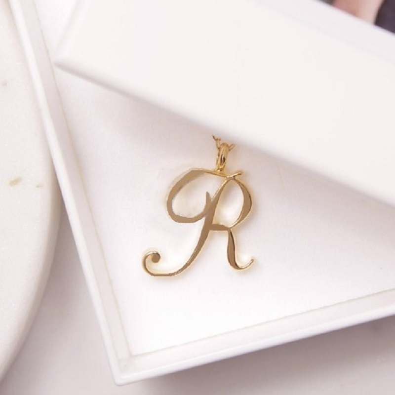 30PCS Cursive Initial Alphabet Capital Letter Necklace Stainless Steel Swirl English A J N R Luxury Name Word Text Character Pendant Chain Necklaces w