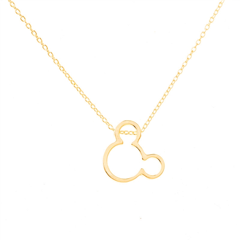 30PCS Cute Cartoon Character Mouse Head Face Necklaces Stainless Steel Hollow Outline Animal Pendant for Kids Child Minimalist Choker
