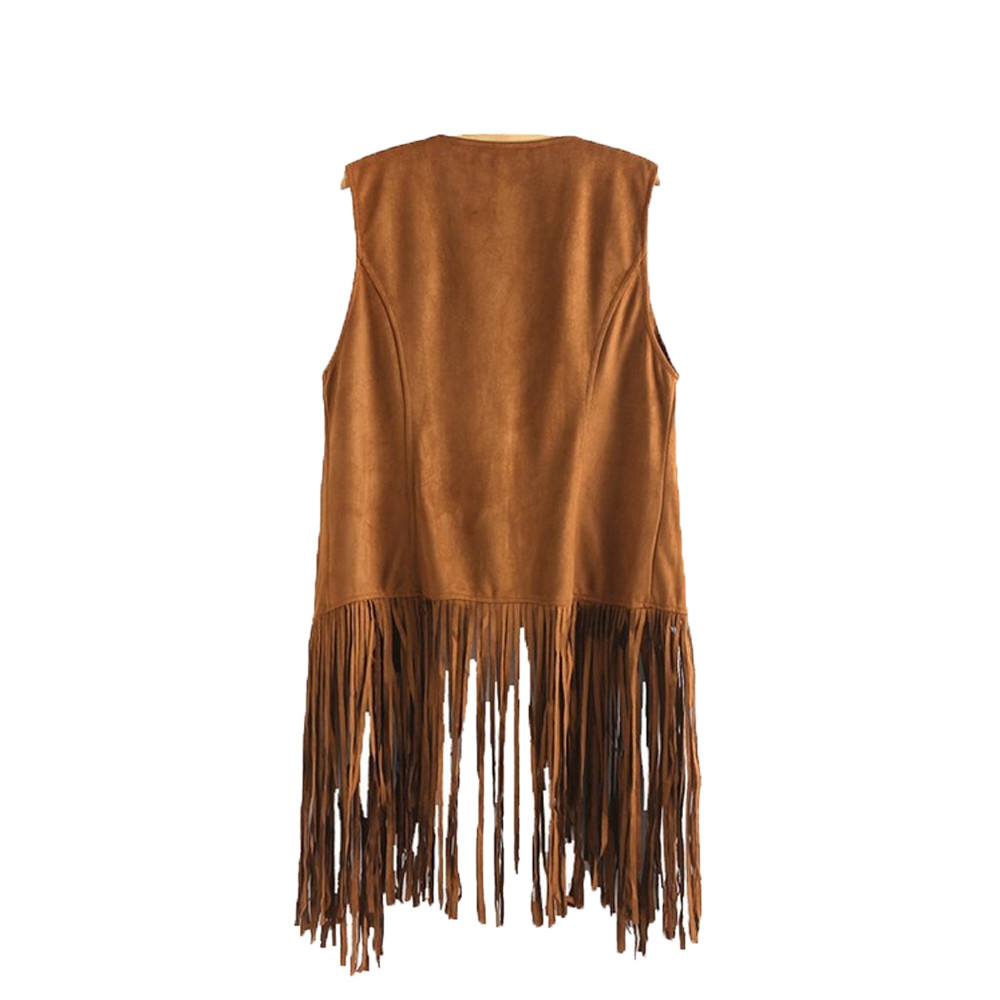 Women's Vests JAYCOSIN Coat Autumn Winter Fashion Suede Ethnic Tassels Fringed Cardigan Female Sleeveless Jackets 220928