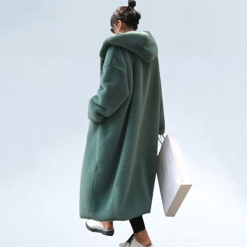 Women's Fur Faux Oversize Hooded Coat Winter Jacket Fashion Long Parka Thick Warm Female Loose Jackets 220928