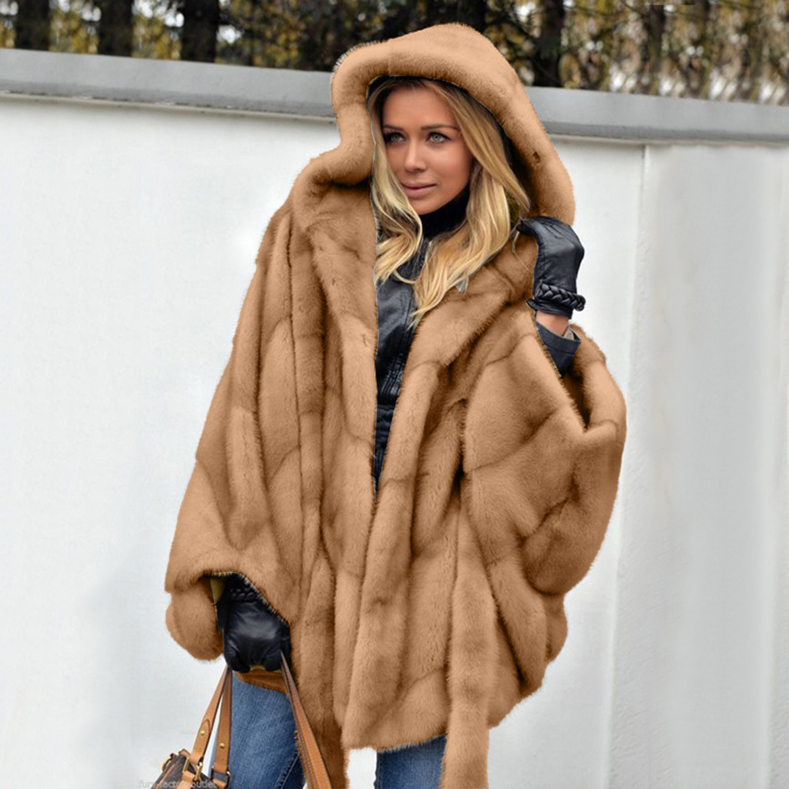 Women's Fur Faux Elegant Coat Women Hooded Jacket Winter Fashion Warm Outwear Casual Solid Long Sleeve Tops Ladies Parkas 220928