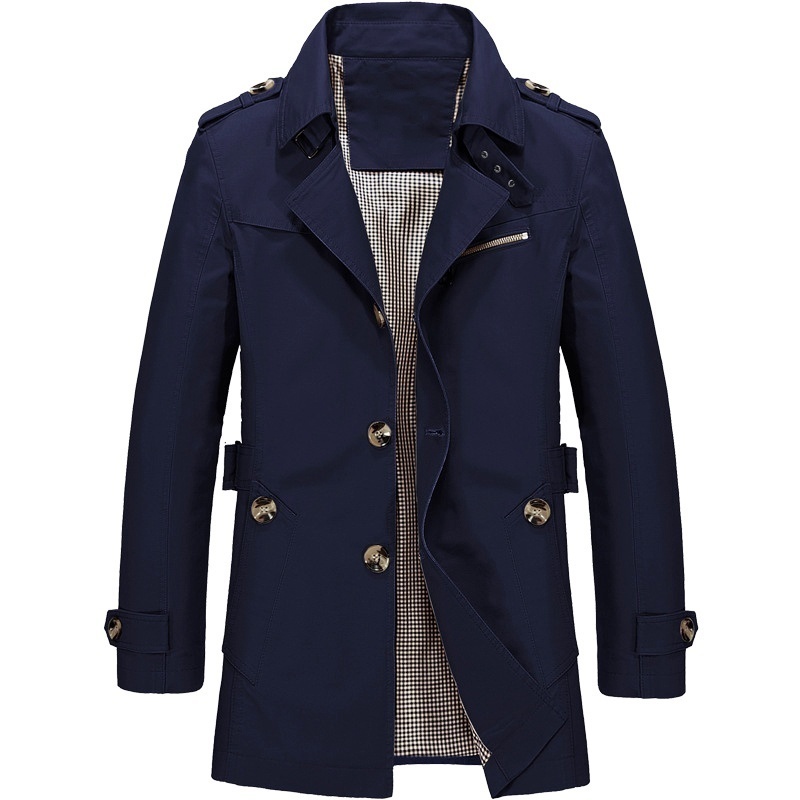 Men's Wool Blends Men's Business Windbreaker Long Jackets Pure Cotton Trench Coats Casual Spring Fall Winter Fashion Suit Streetwear Blazers