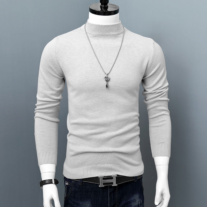Men's Sweaters Men Autumn Winter Korean Pure Half Turtleneck Pullover Male Slim Warm Thick Cashmere Knitting Sweater Pullovers N27 220928