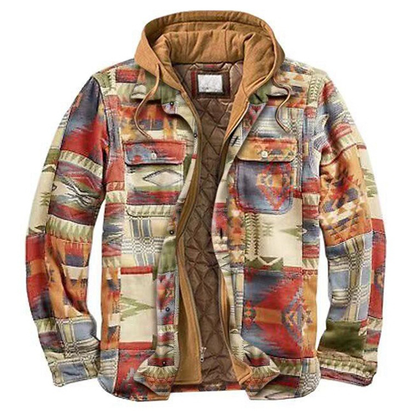 Mens Jackets Autumn Winter Jacket Harajuku Plaid Hooded Zipper Long Sleeve Basic Casual Shirt European American Size S5XL 220928