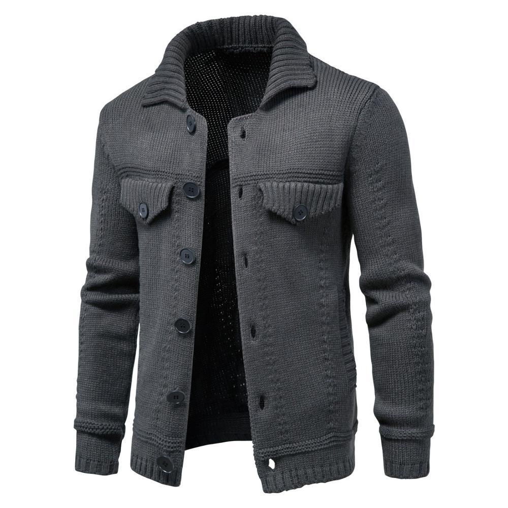 Men's Sweaters Men's Knitted Sweater Jacket Warm and Thicker In Winter Long Sleeve Cardigan Wool Men's Lapel Workwear Cardigan Outer Sw