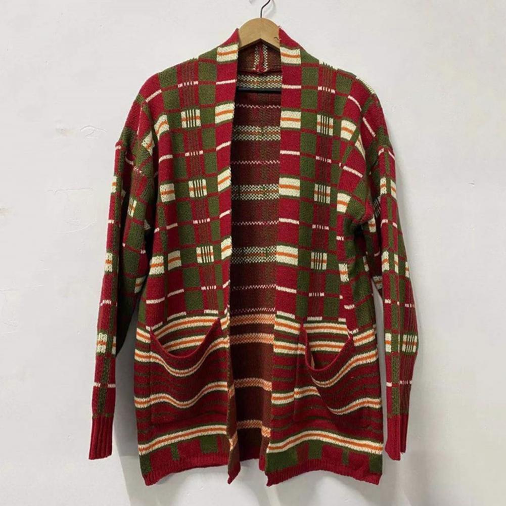 Men's Sweaters Plus Size Knitted Long Sleeve Men Casual Loose Cardigan Autumn Winter Open Front Plaid Printed Cardigan Sweater Outerwear 220928