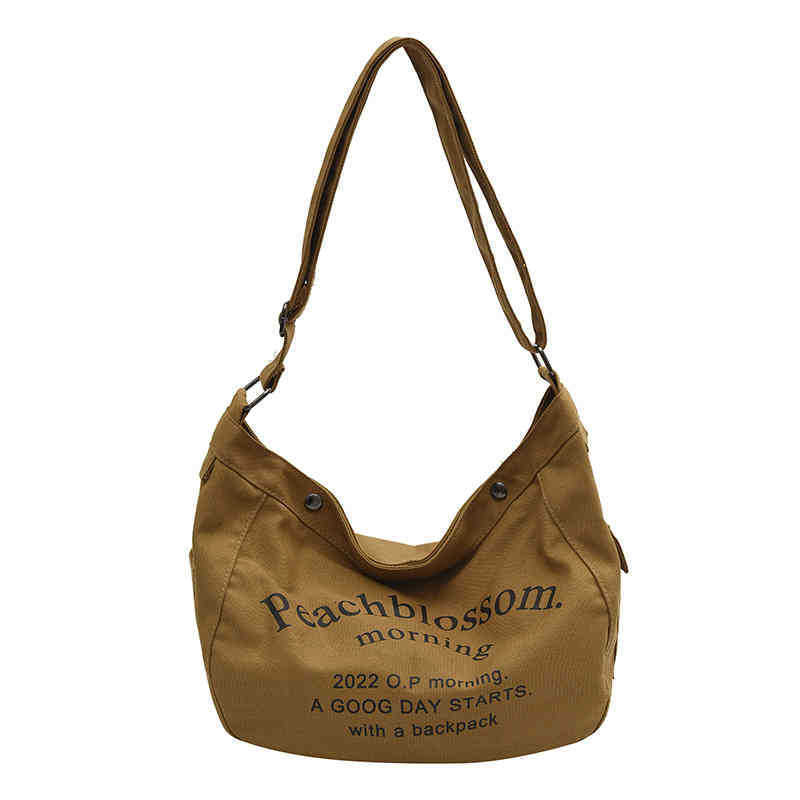 Day Packs Letter Canvas crossbody Bag Female Fashion Versatile Tote Bag Student Class Large Capacity Messenger 220826