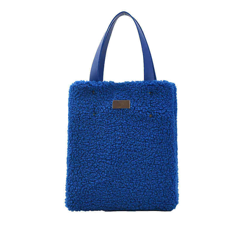 Evening Bags Winter Style Lamb Wool Handbag Large Capacity Foreign Style Trend Blue Women's Bag South Wind Same Plush Messenger 220826