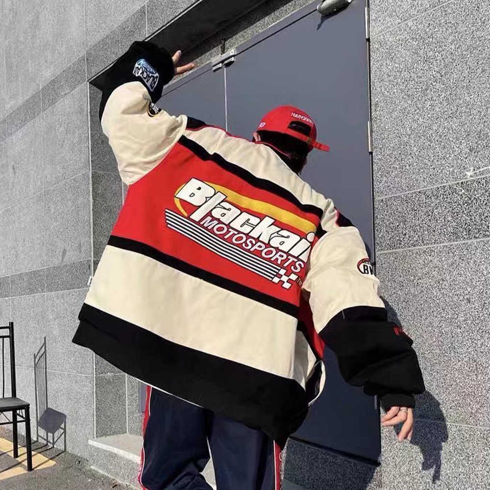 Men's Jackets Motorcycle Jacket Men Streetwear Letter Print Chaquetas Hombre Hip Hop Vintage Cotton Couples Spring Baseball Jacket Unisex Coat T2