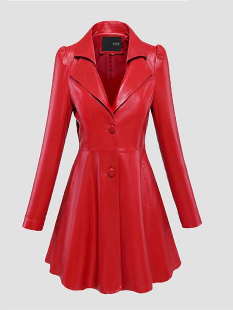 Women's Leather Faux Nerazzurri Fit and flare faux leather coat notched lapel long sleeve puff Skirted Black Elegant blazer slim fit 220928