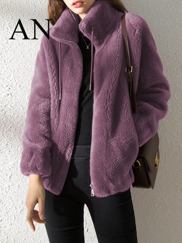 Women's Fur Faux Coat Short Thickened Stand Collar Fashion Double-sided Velvet Winter Women 220928