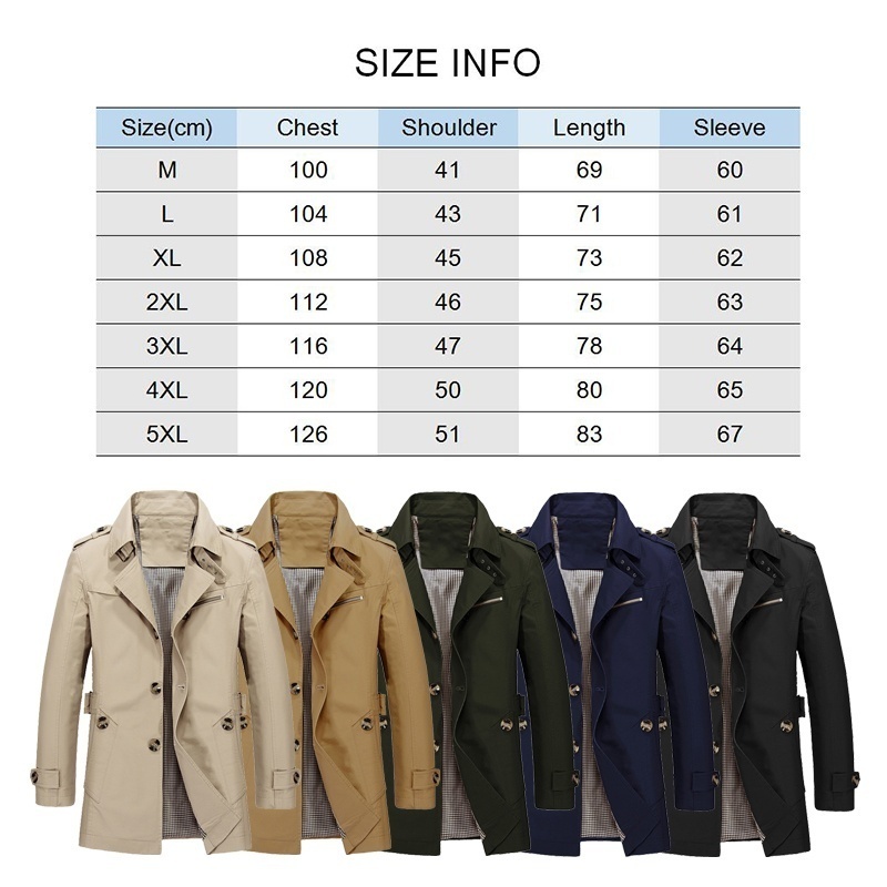 Men's Wool Blends Men's Business Windbreaker Long Jackets Pure Cotton Trench Coats Casual Spring Fall Winter Fashion Suit Streetwear Blazers