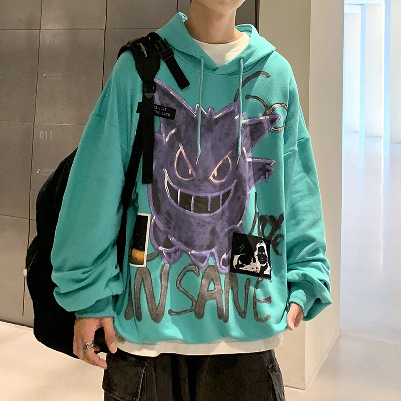 Men's Hoodies Sweatshirts Man Hip Hop Autumn Winter Casual Insane Print Tops Hooded Boy Long Sleeve Loose Pullovers Clothes Outerwears 220929