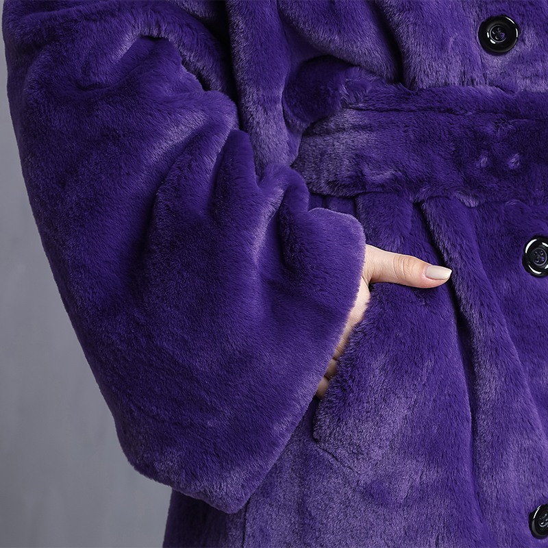 Women's Fur Faux Nerazzurri Winter Oversized Purple Warm Fluffy Soft Coat Women long Sleeve Belt Runway Loose Casual Korean Fashion 220928