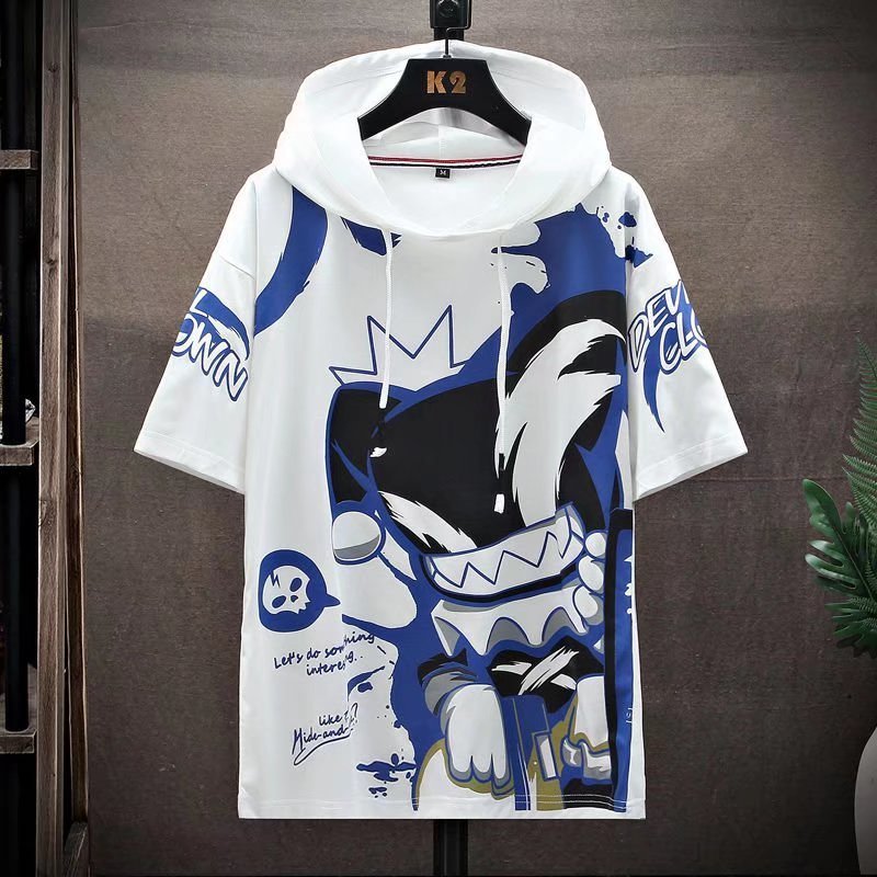 Men's Hoodies Sweatshirts Summer Japan Fashion Streetwear Short Sleeve Casual Clothed Harajuku Printing 220929