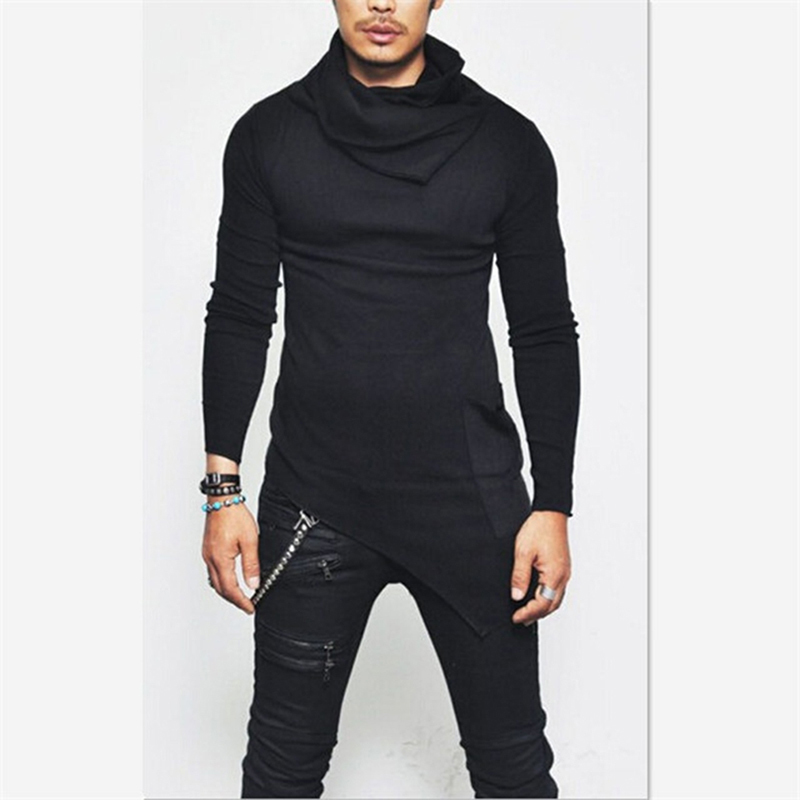 Men's Hoodies Sweatshirts Plus Size 5XL Unbalance Hem Pocket Long Sleeve For Men Clothing Autumn Turtleneck Top Hoodie 220929