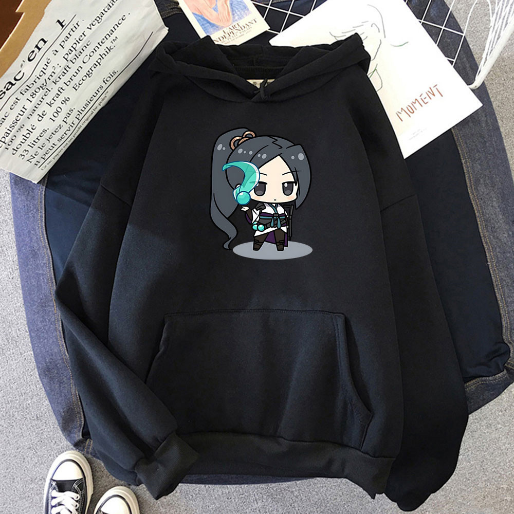 Men's Hoodies Sweatshirts Harajuku Shooting Game Valorant Kawaii Sage Graphic Hooded Sweatshirt Fashion Cartoon Winter Casual Long Sleeve Women H