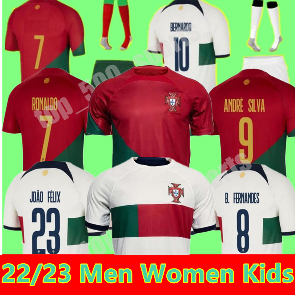 2022 Portugal Soccer Jerseys 23 JOAO FELIX RUBEN DIAS football shirt BERNARDO B. FERNANDES RONALDOS ANDRE SILVA camisa de futebol JOAO CANCELO men kids kits, Home kids