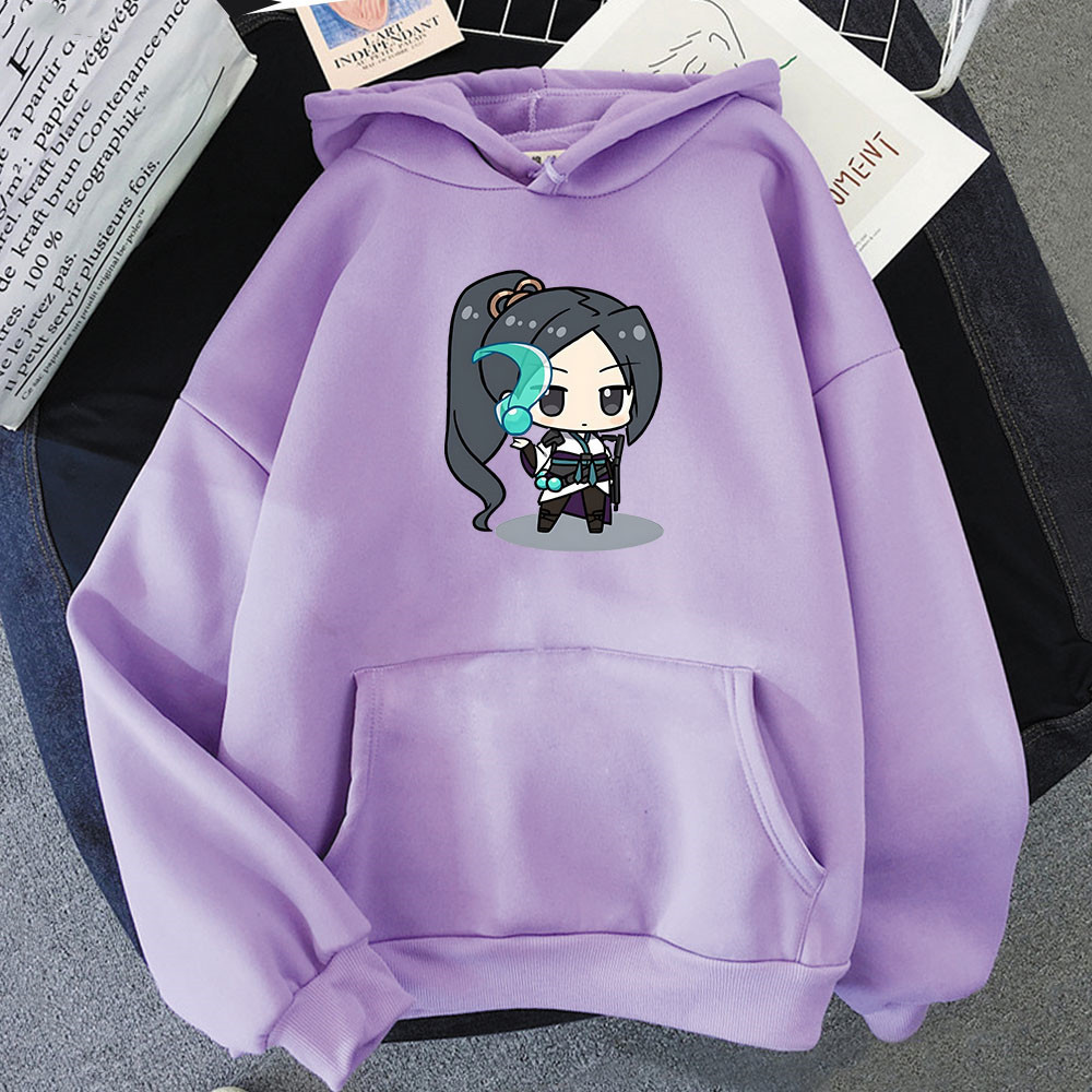 Men's Hoodies Sweatshirts Harajuku Shooting Game Valorant Kawaii Sage Graphic Hooded Sweatshirt Fashion Cartoon Winter Casual Long Sleeve Women H