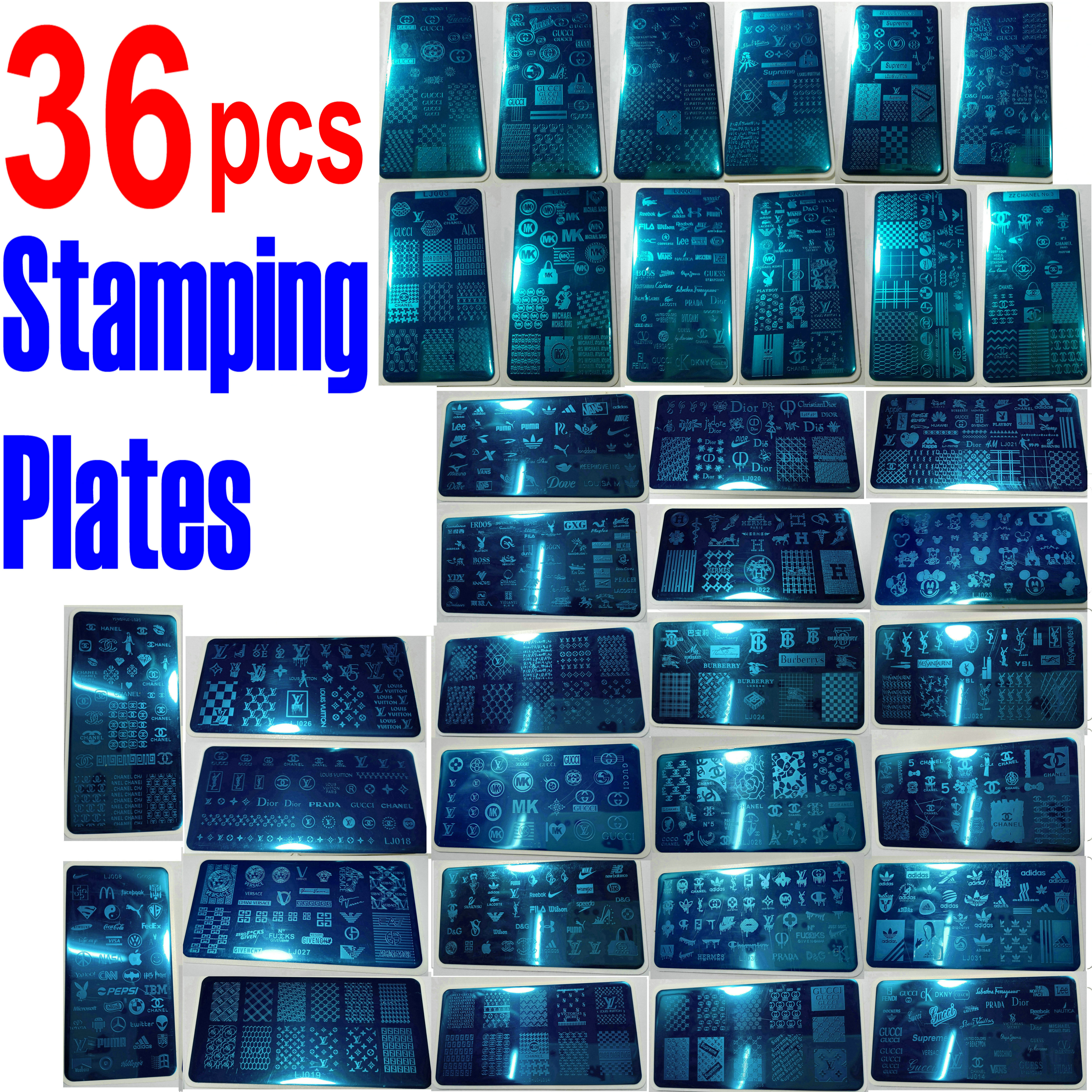 36 style Luxury LOGO Brand Nail Art Stamping Plate Stamp XL BIG Full French Designs Design Image Stencil Transfer Polish Print Template with Plastic Sheet NEW
36 style Luxury LOGO Brand Nail Art Stamping Plate Stamp XL BIG Full French Designs Design Image Stencil Transfer Polish Print Template with Plastic Sheet NEW
