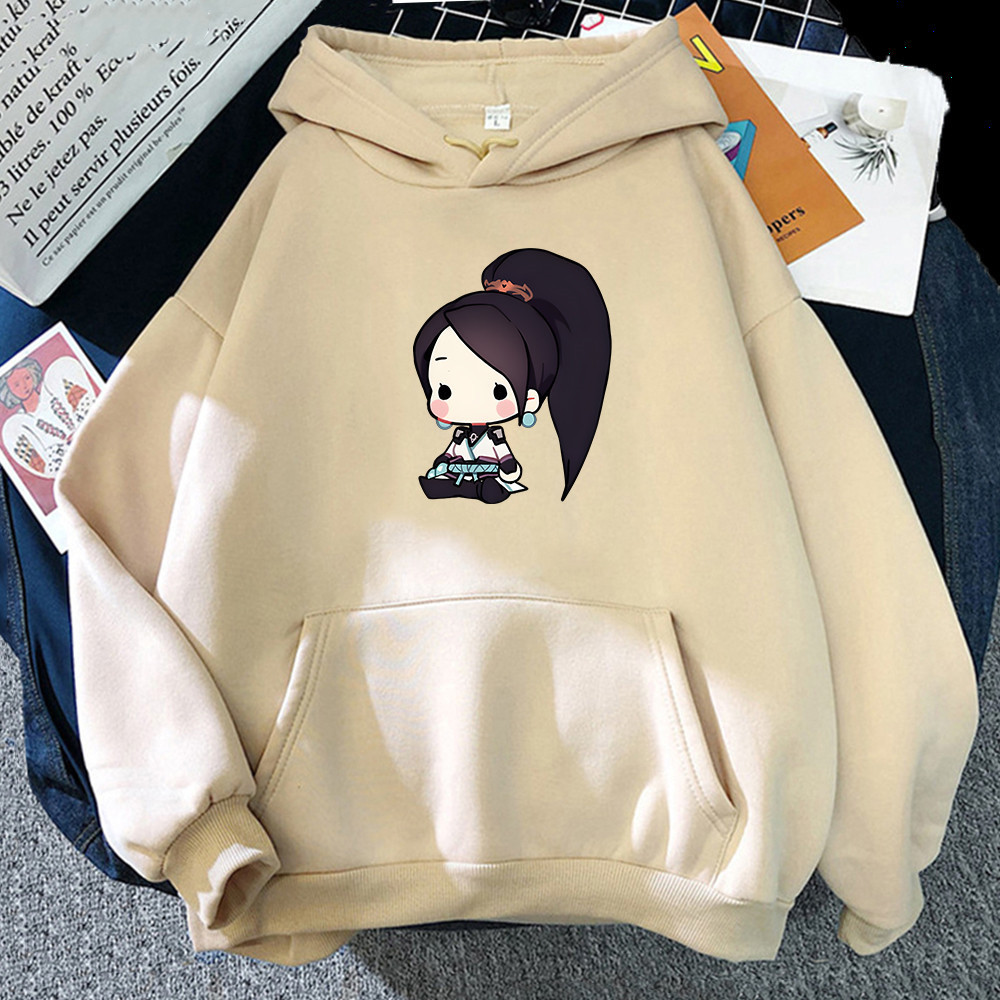 Men's Hoodies Sweatshirts Harajuku Shooting Game Valorant Kawaii Sage Graphic Hooded Sweatshirt Fashion Cartoon Winter Casual Long Sleeve Women H